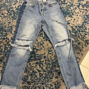 H&M Light Blue Distressed Straight Leg Jeans